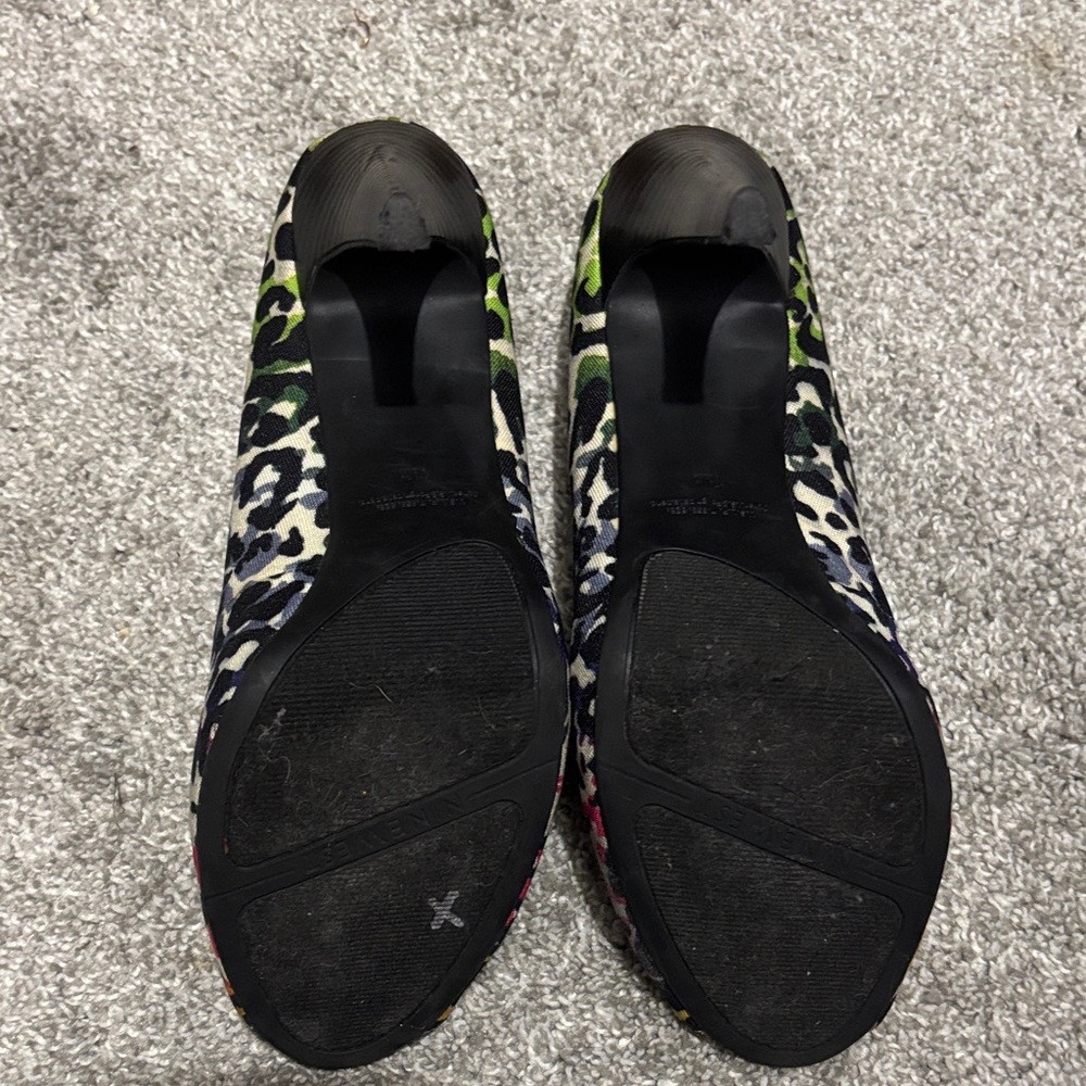 Nine West Multicolor Leopard Print Peep-Toe Heels - Picture 2 of 5